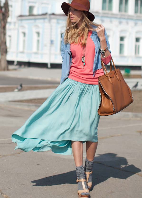 Street style одежда мятного цвета