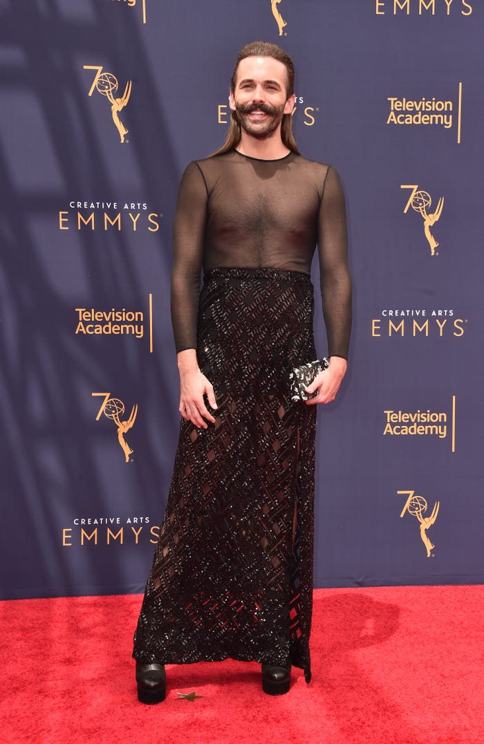 Джонатан Ван Несс (Jonathan Van Ness) в черном платье в сетку