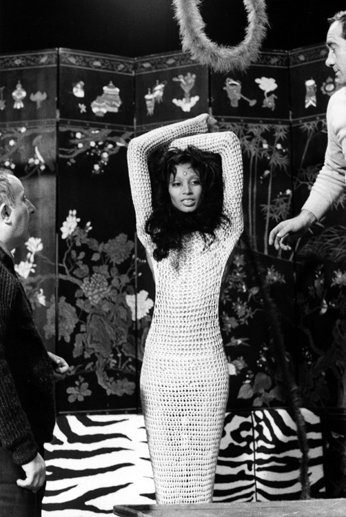 Донйел Луна (Donyale Luna) - первая афроамериканская модель в платье в сетку