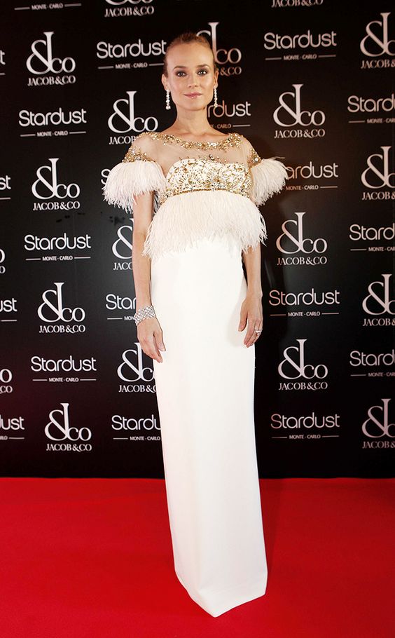 Дайан Крюгер (Diane Kruger) в платье с бахромой от Marchesa