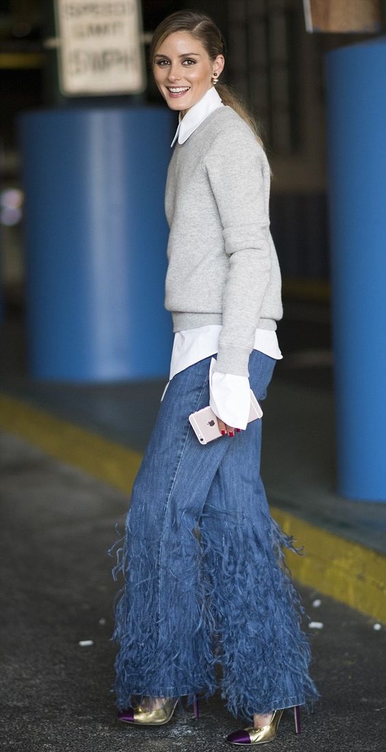Оливия Палермо (Olivia Palermo) в джинсах с бахромой
